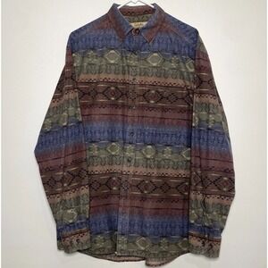 Cabela's Aztec Flannel Men's L Tall Deerskin Soft Chamois Button Up Shirt LT